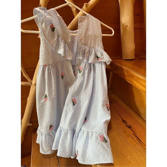 Pinstripe Seersucker and Embroidered Dress - Bonnie Baby - Picture 3 of 5